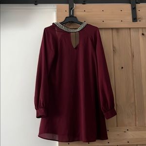 Red mini long sleeve dress